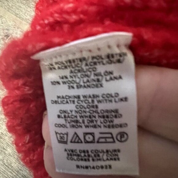 LOFT Women's Stitchy Sweater Jacket Size Large Cardigan Red Silver Knit - Picture 6 of 8